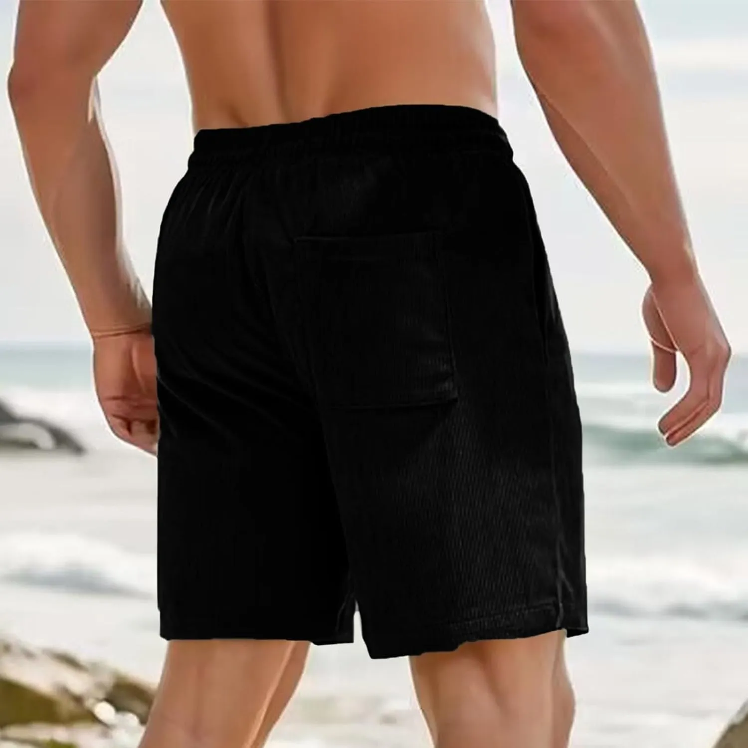 Mens Home Shorts Soft Comfortable Breathable Short Summer Elastic Drawstring Quick-Dry Casual Lounge Short Pant