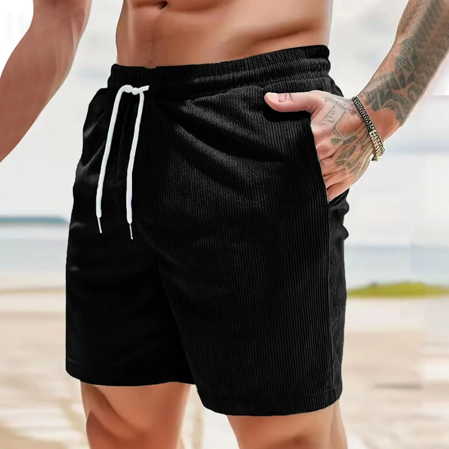 Mens Home Shorts Soft Comfortable Breathable Short Summer Elastic Drawstring Quick-Dry Casual Lounge Short Pant