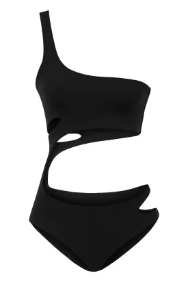 Ocean Cut Out Swimsuit Black