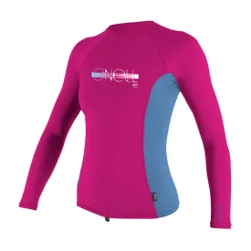 O'Neill Girl's Premium Skins Long Sleeve Rash Guard - Berry/Periwinkle/Berry - 4176