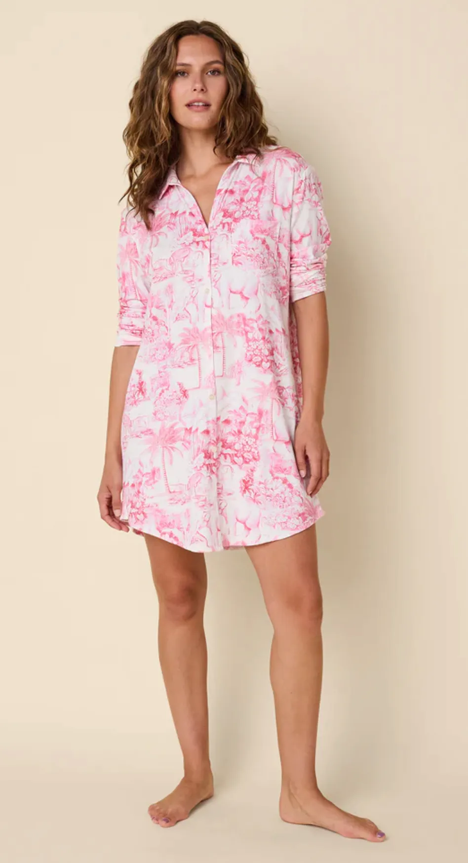 Palm Grove Toile Pima Knit Night Shirt