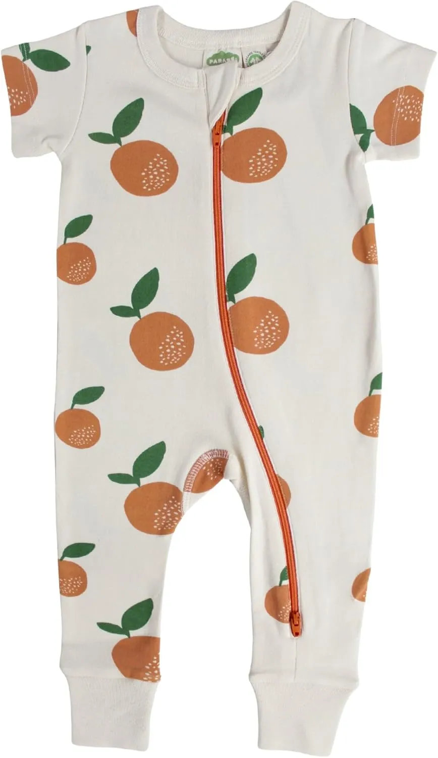 PARADE Organic Signature Print '2-Way' Zip Romper Short Sleeve