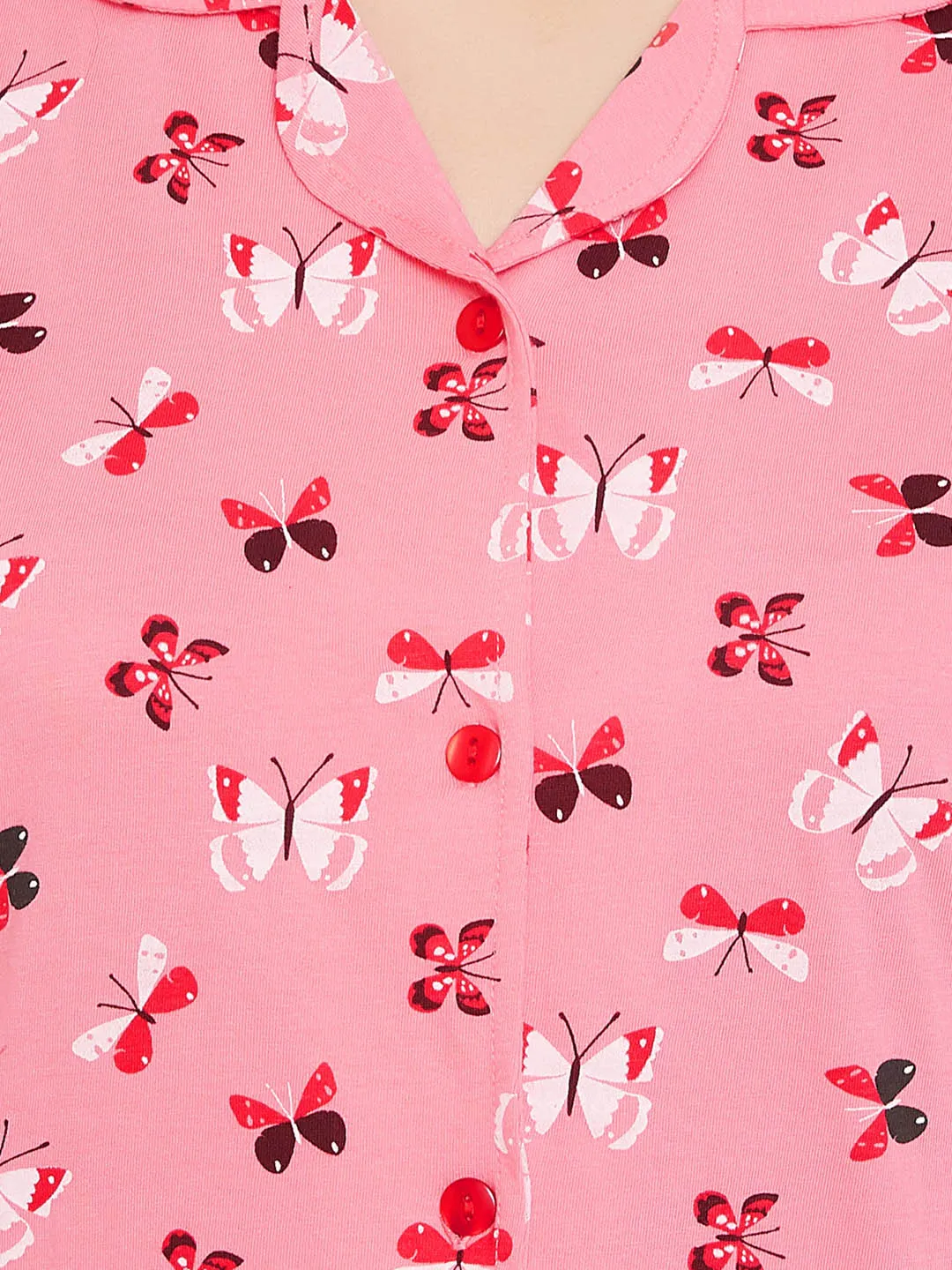 Peach Pink Butterfly Shirt & Pyjamas