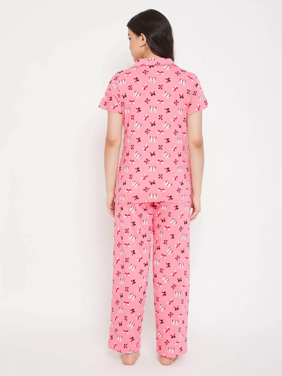 Peach Pink Butterfly Shirt & Pyjamas