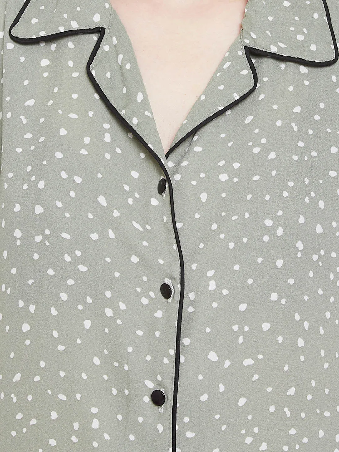 Print Me Pretty Shirt & Pyjama In Sage Green