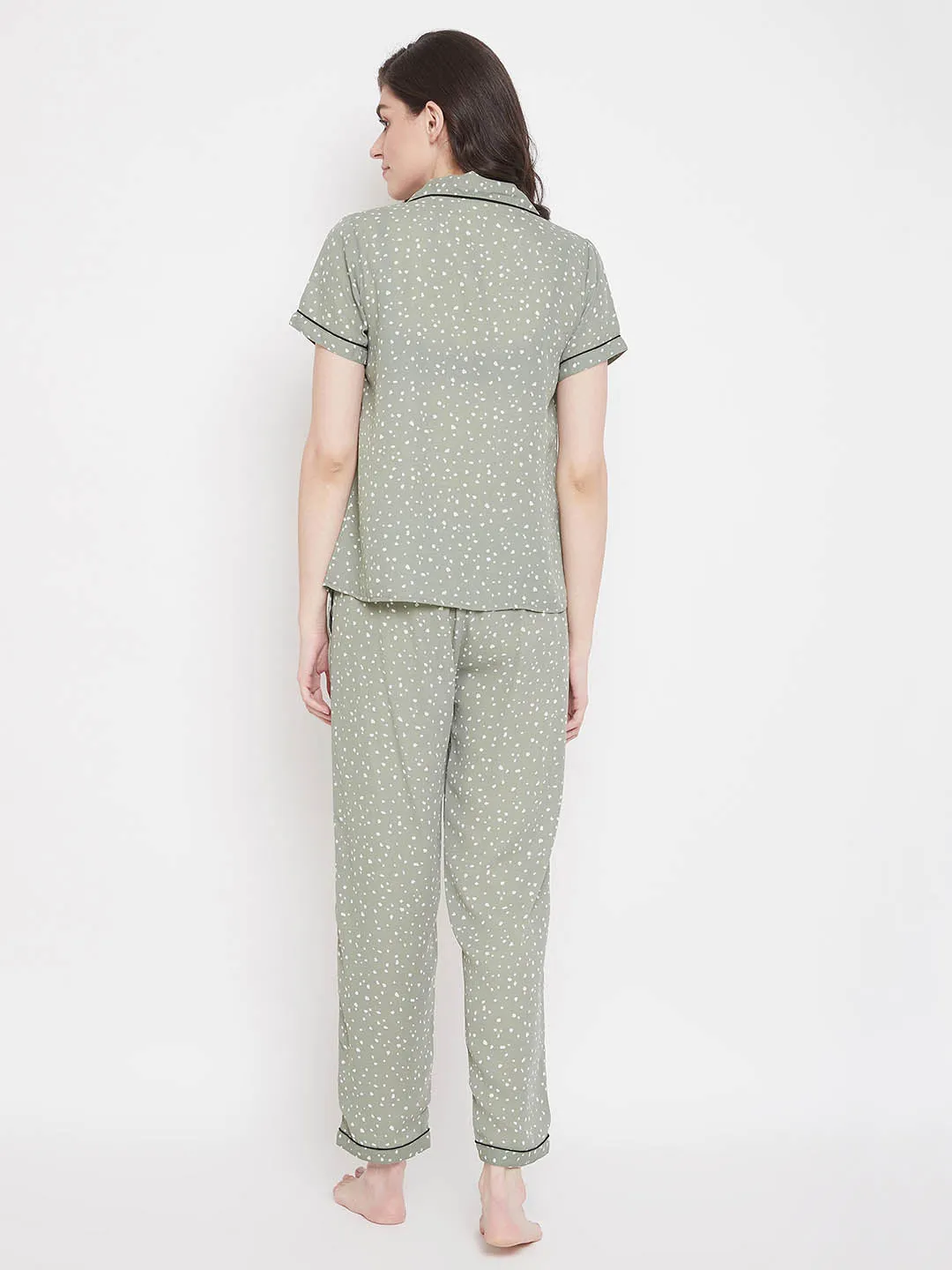 Print Me Pretty Shirt & Pyjama In Sage Green