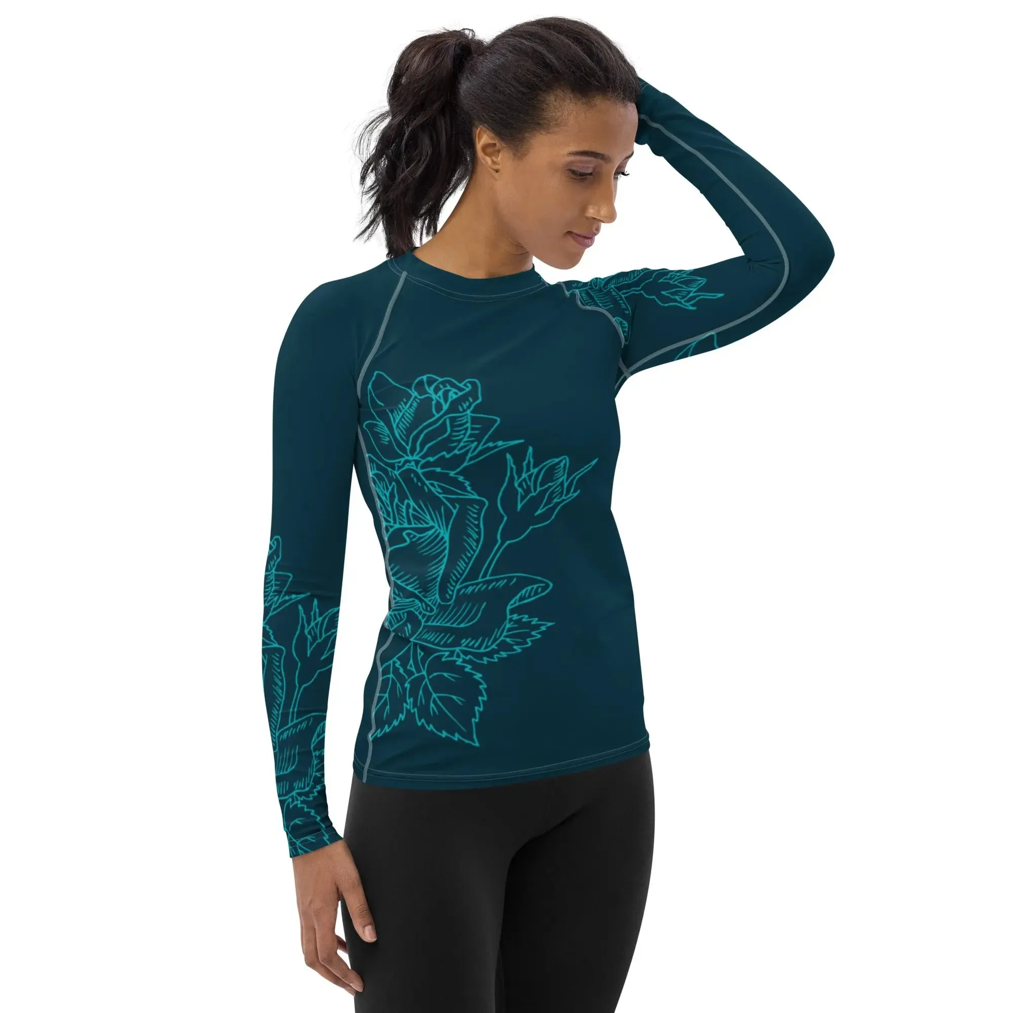 "Rose" Collection - Long Sleeve Yoga Women's Rash Guard