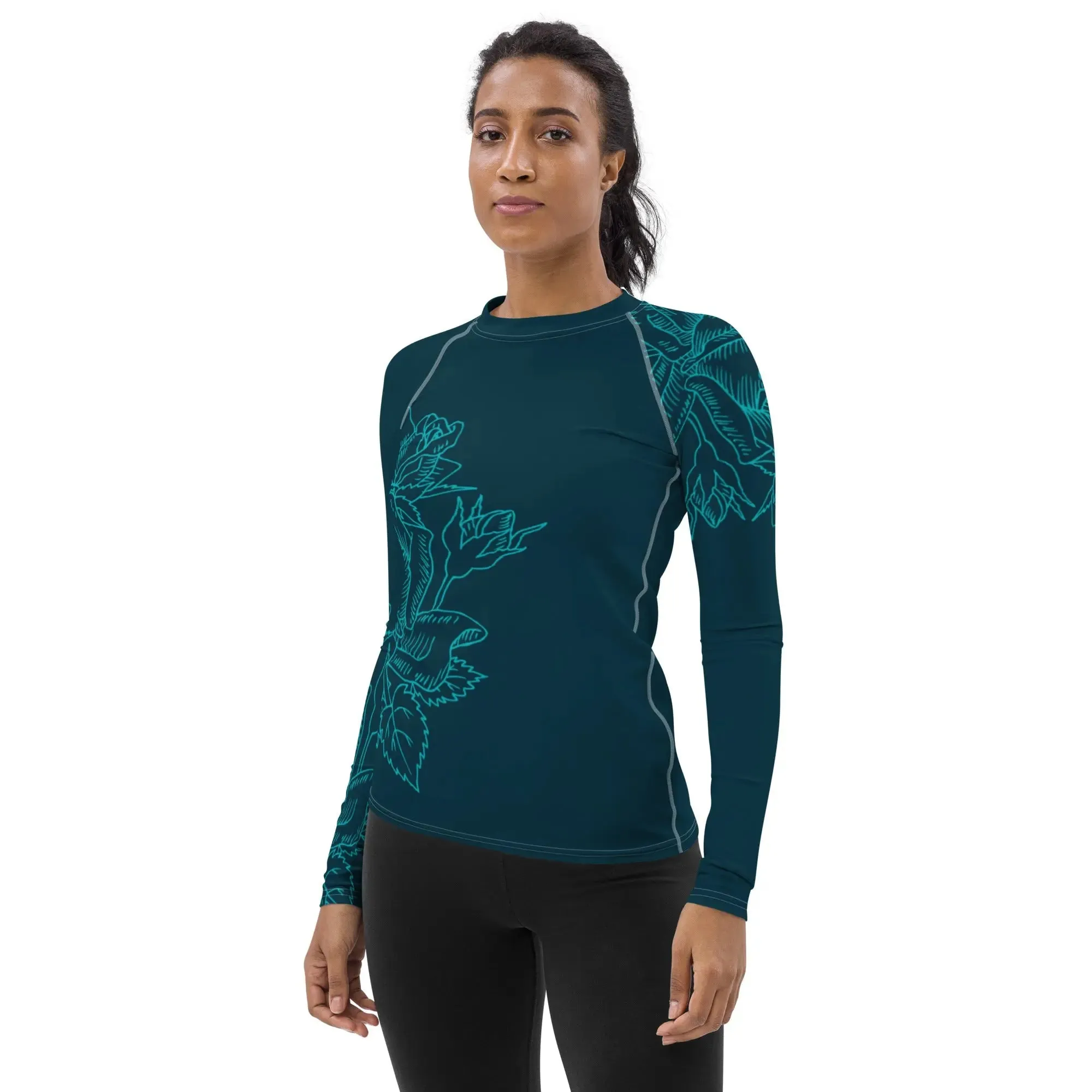 "Rose" Collection - Long Sleeve Yoga Women's Rash Guard