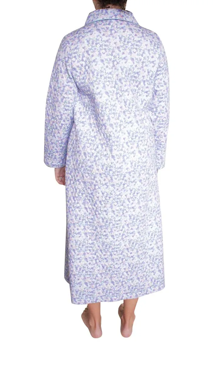 Schrank 100% Poly Cotton Quilted Robe with Long Sleeve Robe in Blue Floral SK403