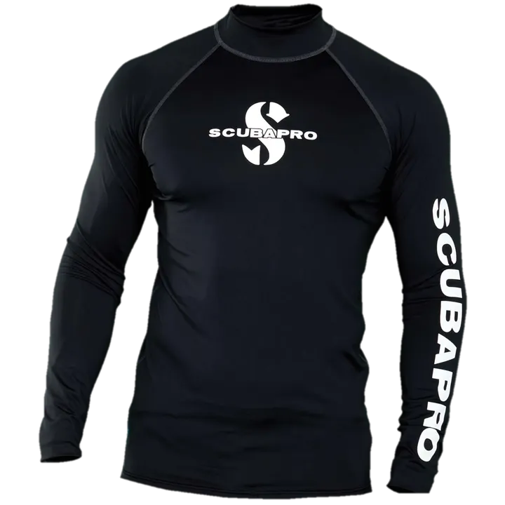 ScubaPro Black Rash Guard Mens, Long Sleeve (UPF50)