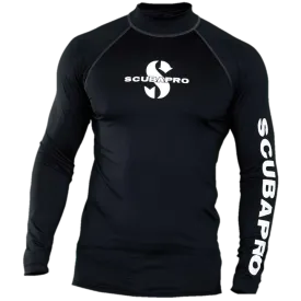 ScubaPro Black Rash Guard Mens, Long Sleeve (UPF50)