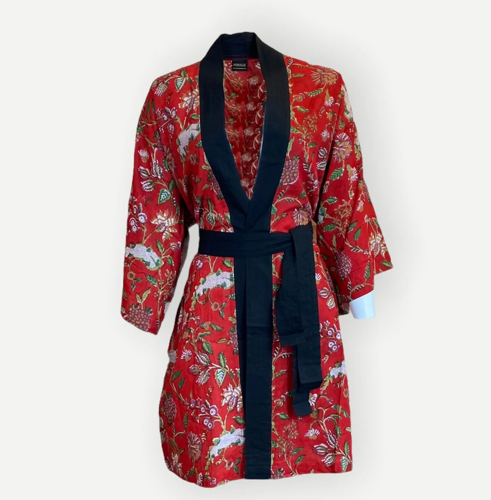 Short Botanical Kimono - Red