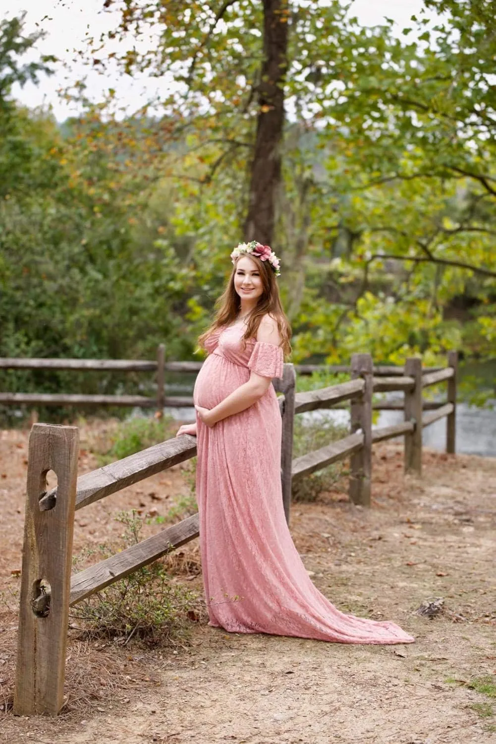 Sicily Women's Lace Off-Shoulder Long Maternity Dress Plus Photography