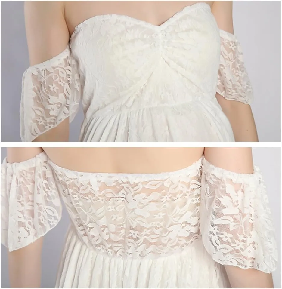 Sicily Women's Lace Off-Shoulder Long Maternity Dress Plus Photography