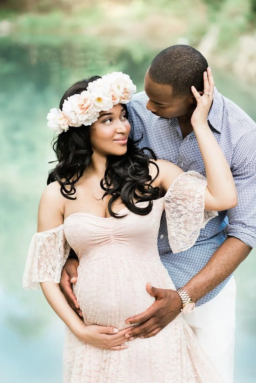Sicily Women's Lace Off-Shoulder Long Maternity Dress Plus Photography