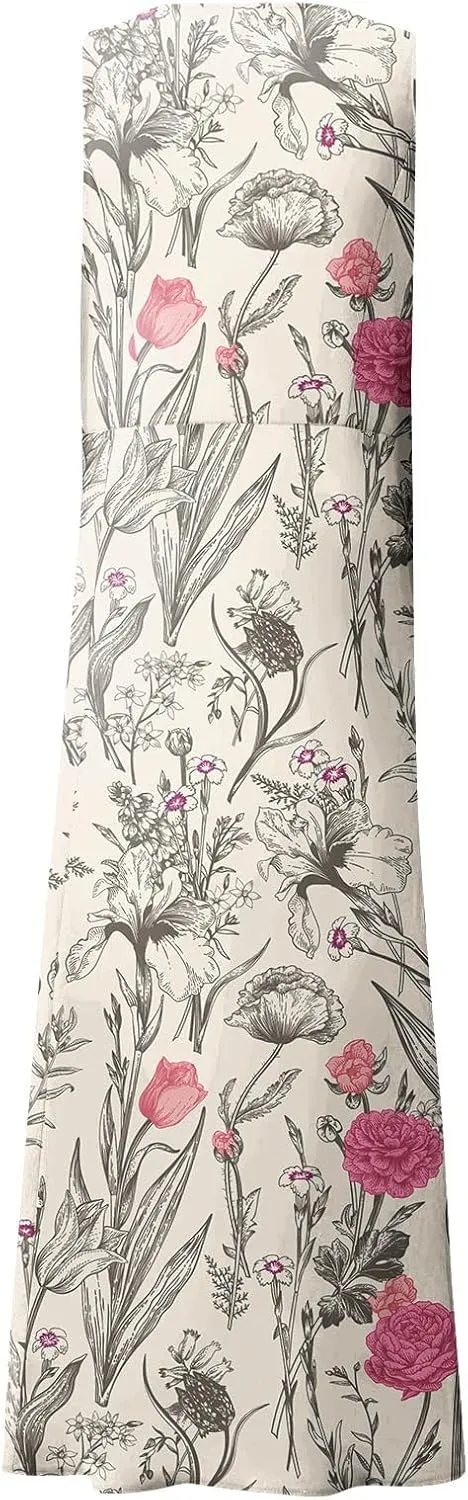 Sleeveless Dresses for Womens 2024 Beach Cotton Linen Floral Printed Dresses with Pockets Casual Flowy Long Dress
