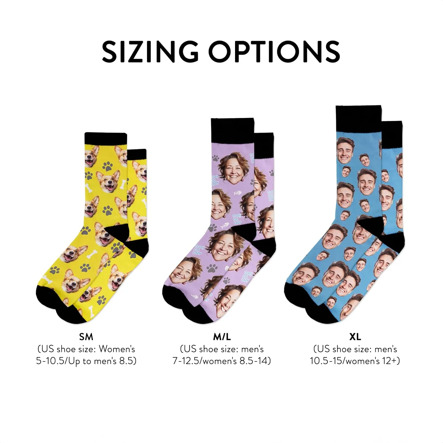 Sockologie Custom Novelty Face Socks: Funny, Personalized Gifts for Men, Women, Dog, and Cat Lovers - US Customized & Shipped