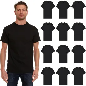 SOCKS'NBULK 12 Pack Wholesale Mens Soft Cotton Slim Fit Crew Neck Short Sleeve T-Shirts Mix Colors Bulk Size