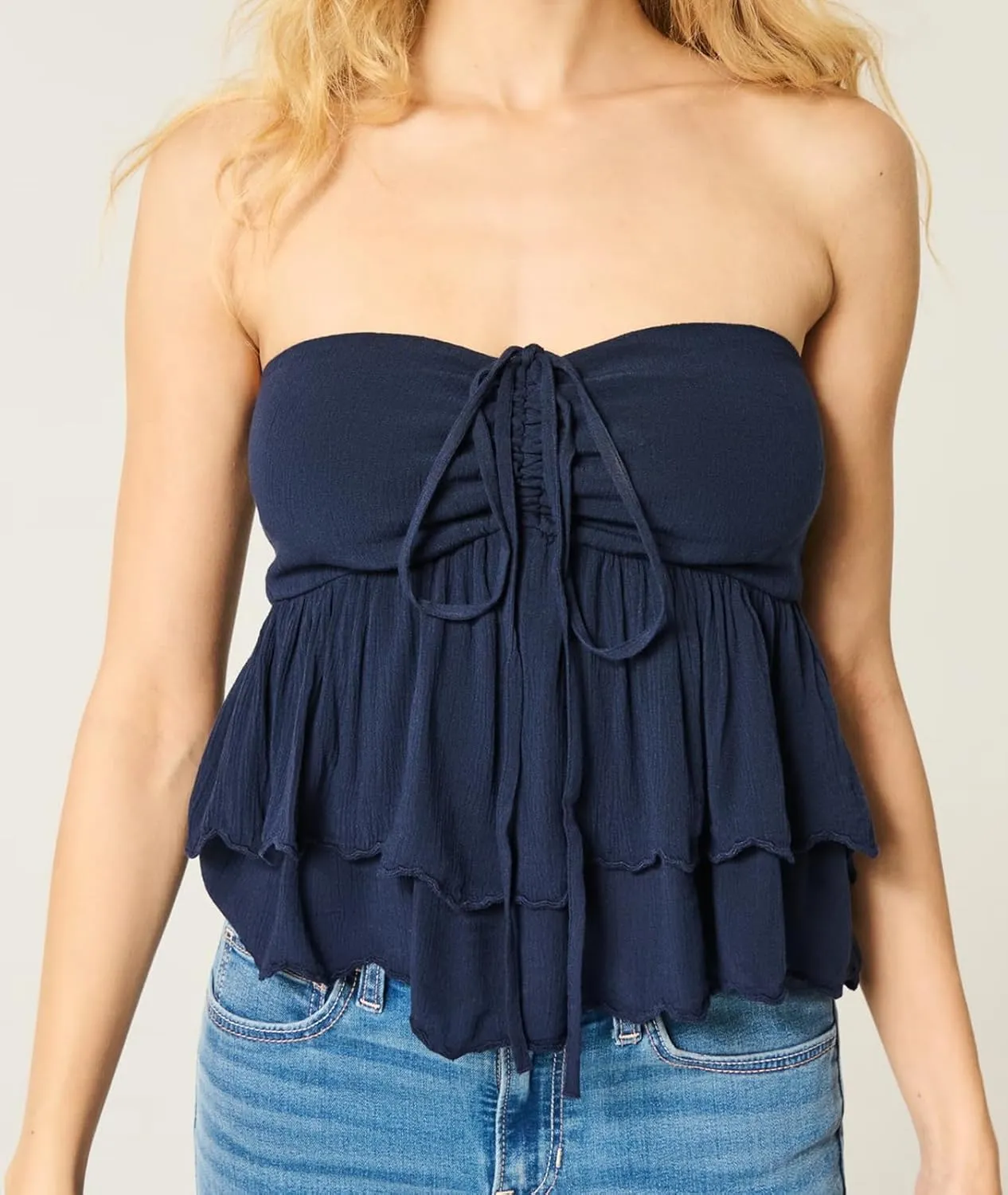 Summer Strapless Floral Print Babydoll Bandeau Tube Tops for Women Sleeveless Halter Y2k Going Out Tops