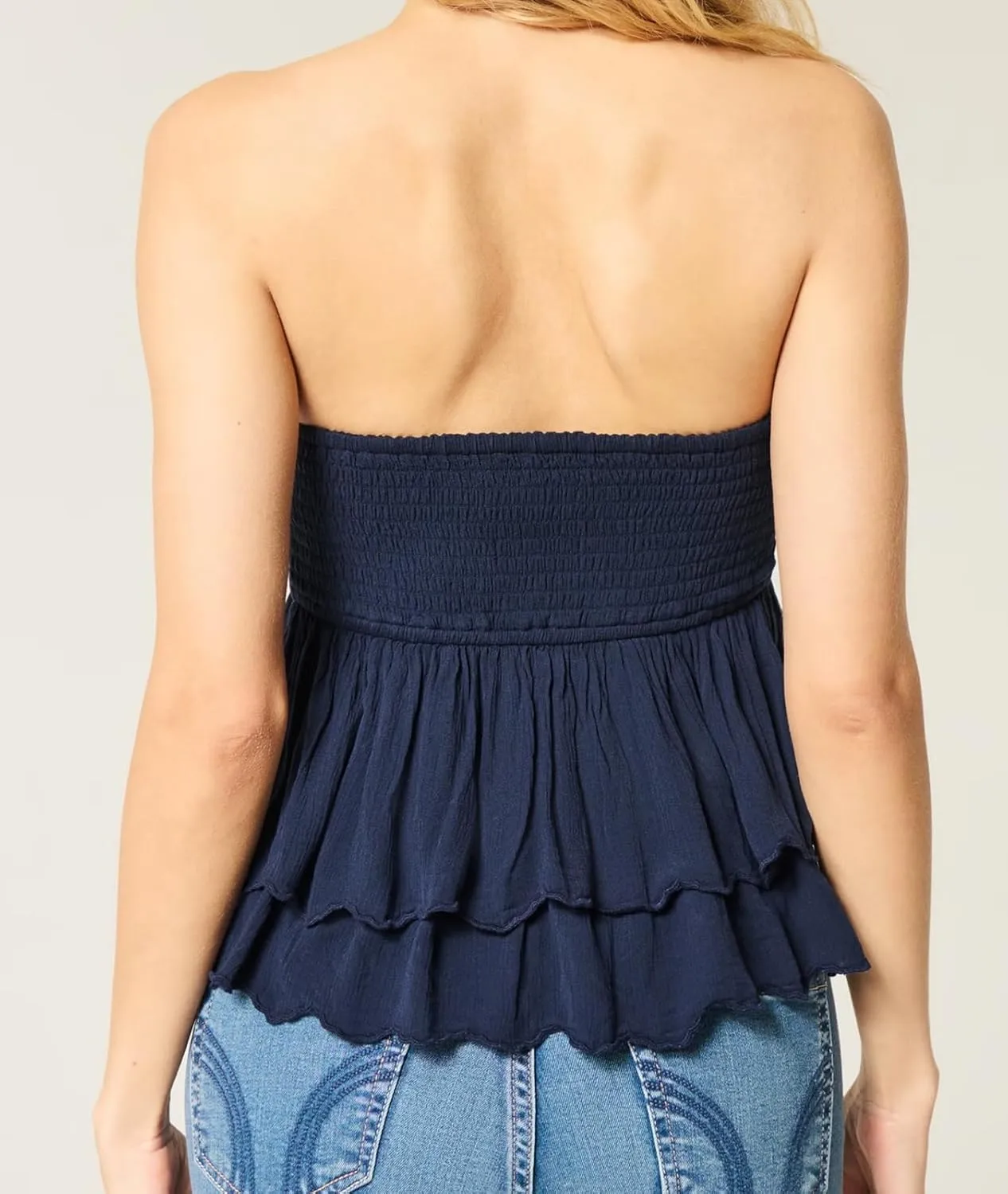 Summer Strapless Floral Print Babydoll Bandeau Tube Tops for Women Sleeveless Halter Y2k Going Out Tops