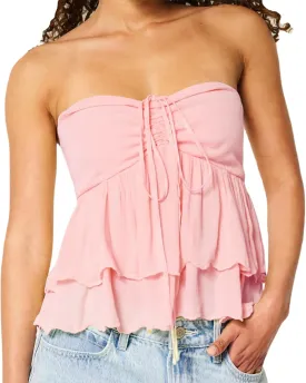 Summer Strapless Floral Print Babydoll Bandeau Tube Tops for Women Sleeveless Halter Y2k Going Out Tops