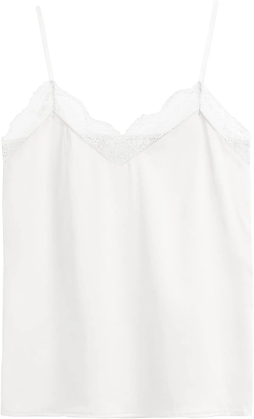 Summer V Neck Tank Tops for Women Silk Satin Summer Sleeveless Camisole Straps Top Casual Cami Tank Top