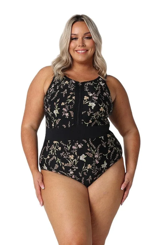 Wildflowers Chlorine Resistant Sleeveless Zip Up One Piece