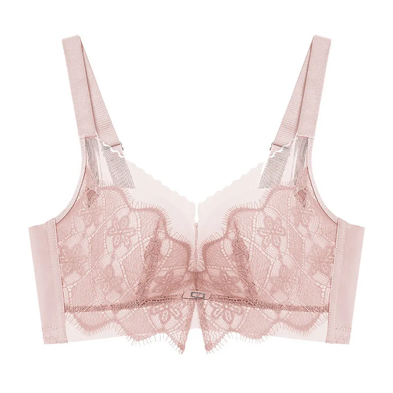Women's Accept Supernumerary Breast Thickening Lace Bra Adjustable Small Breast Push-Up Bra