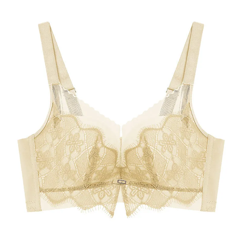 Women's Accept Supernumerary Breast Thickening Lace Bra Adjustable Small Breast Push-Up Bra