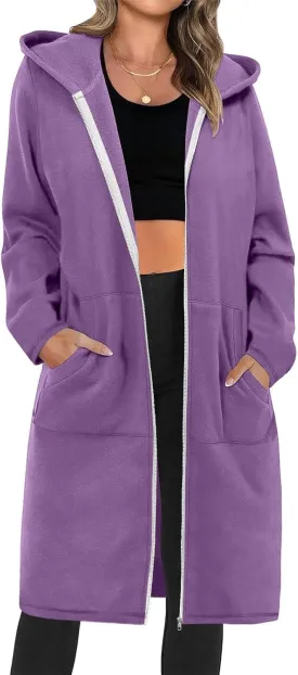 Women's Full Zip Up Hoodies Oversized Fleece Long Sleeve Sweatshirt Comfy Casual Fall Jacket Coat with Pocket 2024