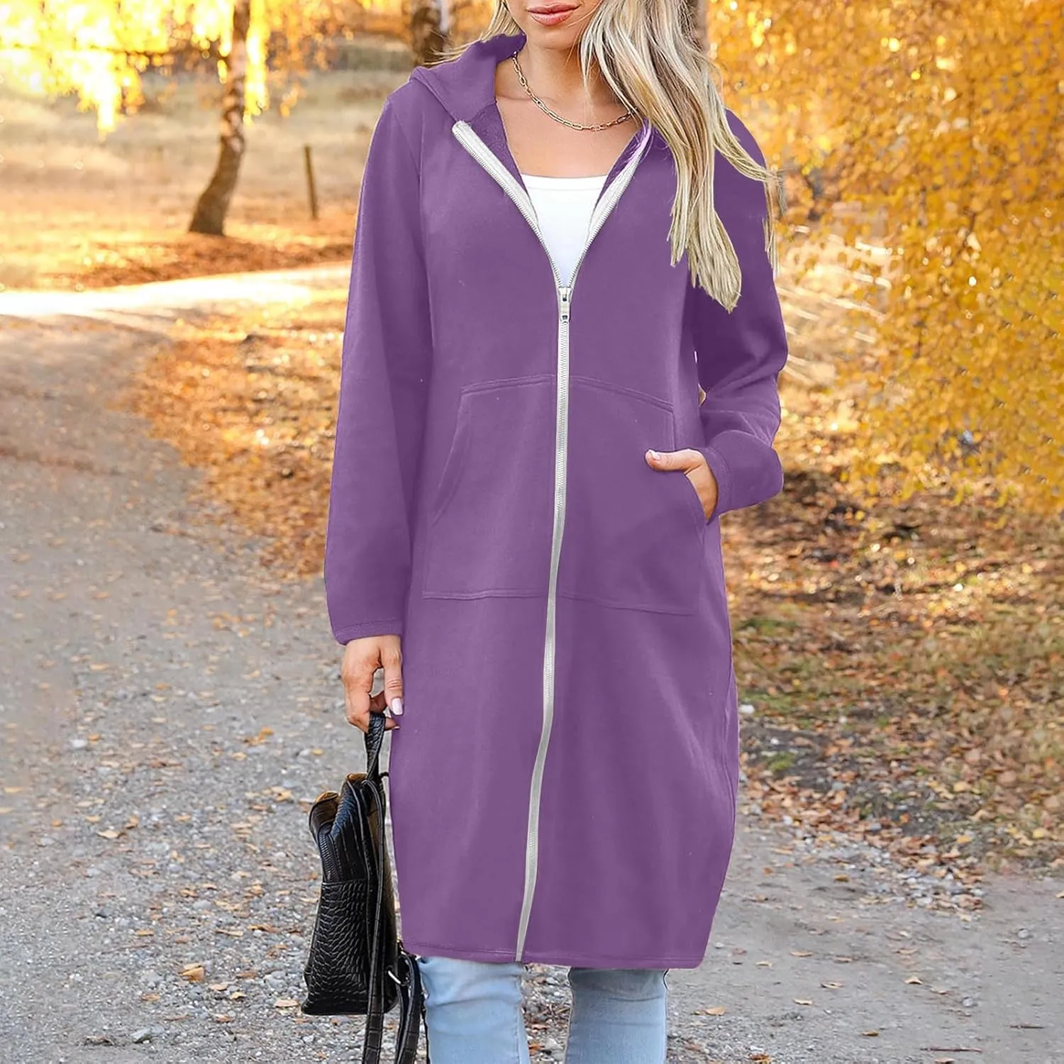 Women's Full Zip Up Hoodies Oversized Fleece Long Sleeve Sweatshirt Comfy Casual Fall Jacket Coat with Pocket 2024