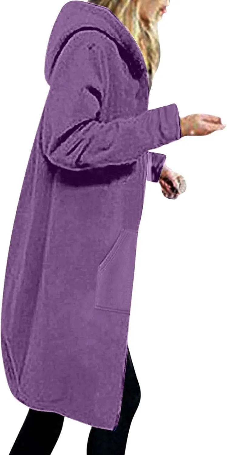 Women's Full Zip Up Hoodies Oversized Fleece Long Sleeve Sweatshirt Comfy Casual Fall Jacket Coat with Pocket 2024