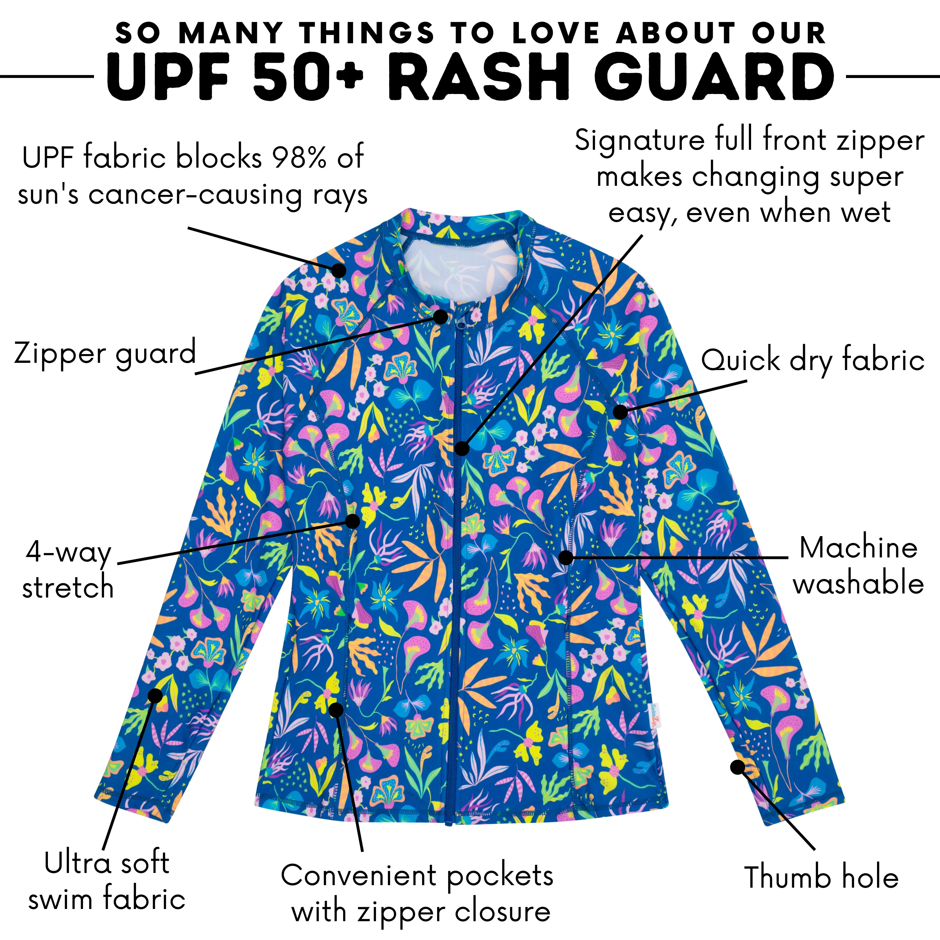 Women's Long Sleeve Rash Guard with Pockets | "Tropadelic"