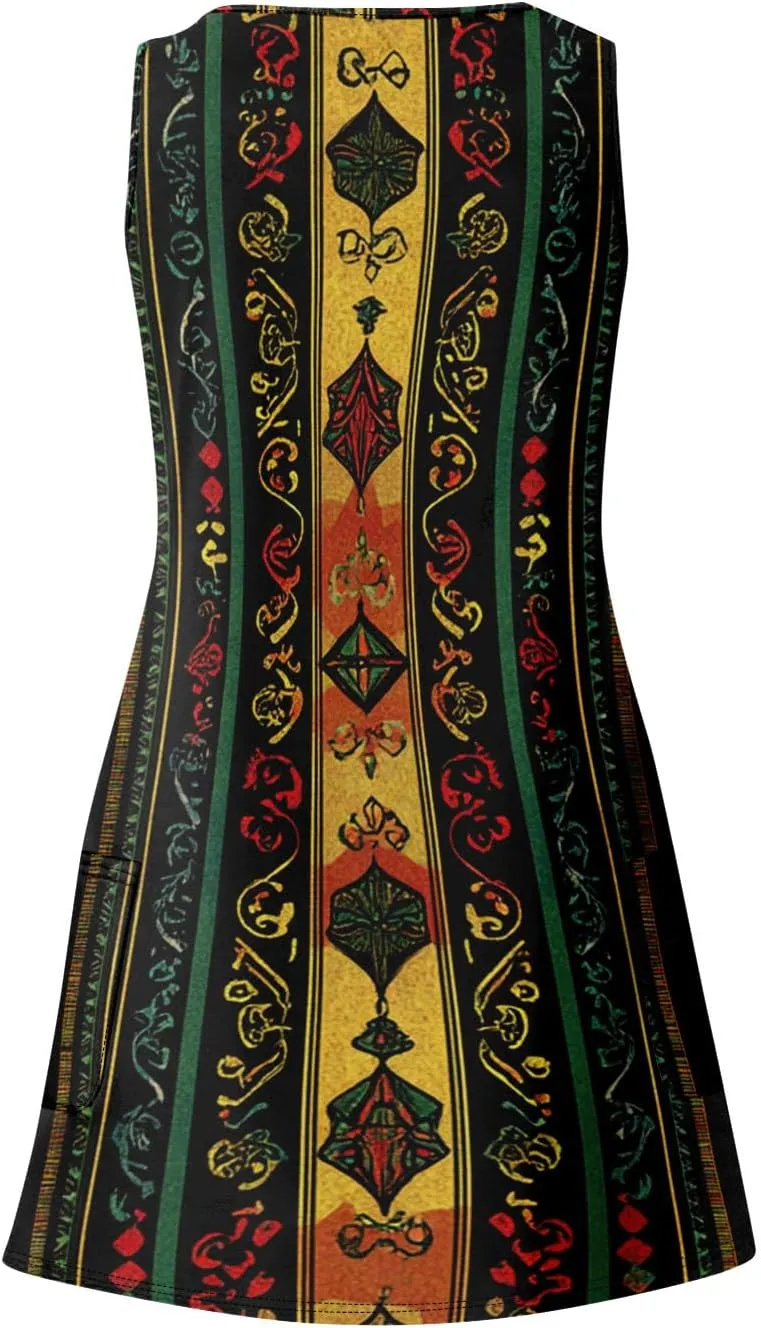 Women's Summer Dresses Sleeveless Vacation Dress with Pocket Casual 2025 Sundress Beach Printed Swimsuit Coverup